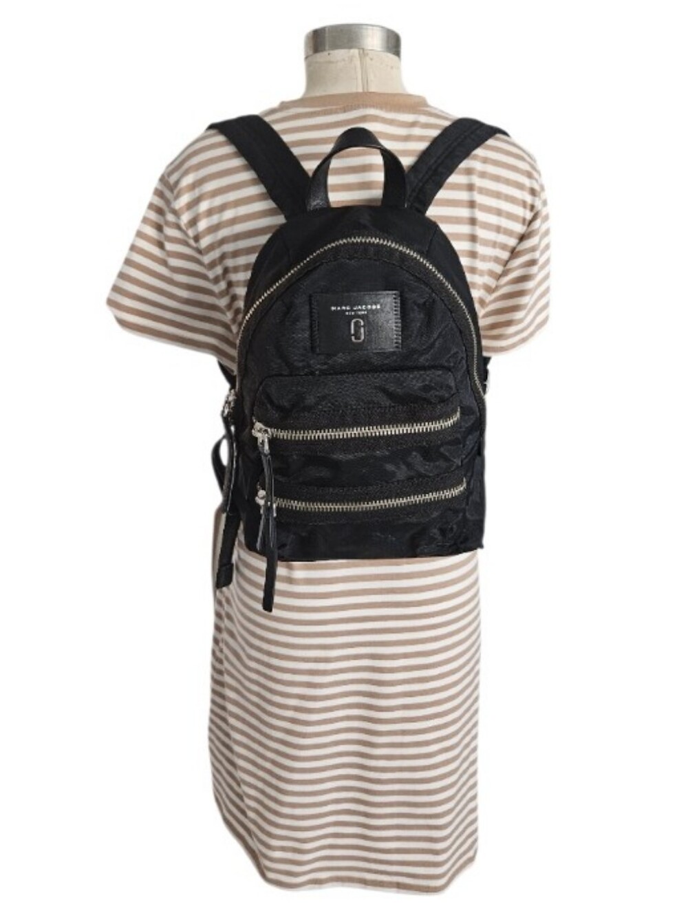 Marc Jacobs Black Nylon Backpack with Silver Hardware